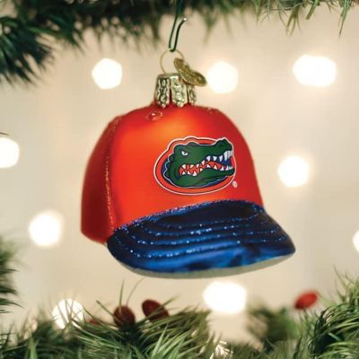 Old World Christmas Glass Blown Tree Ornament, Florida Baseball Cap Image 1