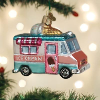 Old World Christmas Glass Blown Tree Ornament, Ice Cream Truck Image 1