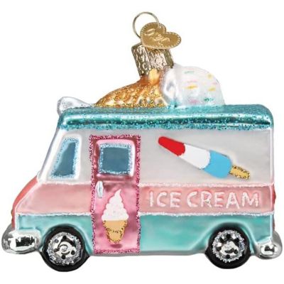 Old World Christmas Glass Blown Tree Ornament, Ice Cream Truck Image 2