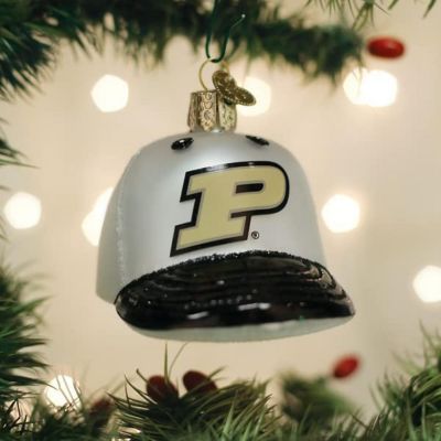 Old World Christmas Glass Blown Tree Ornament, Purdue Baseball Cap Image 1