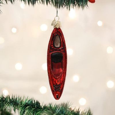 Old World Christmas Glass Blown Tree Ornament, Red Kayak | Oriental Trading