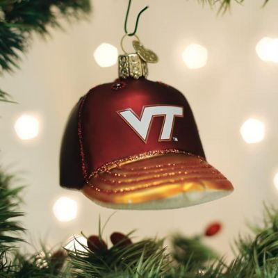 Old World Christmas Glass Blown Tree Ornament, Virginia Tech Baseball Cap Image 1