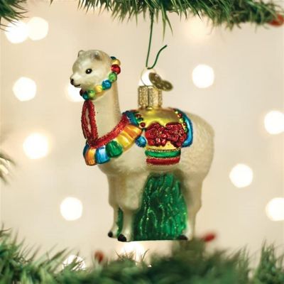 Old World Christmas Hanging Glass Tree Ornament- Festive Alpaca Image 1