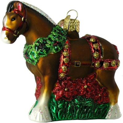 Old World Christmas Holiday Clydesdale Glass Blown Ornament Image 1