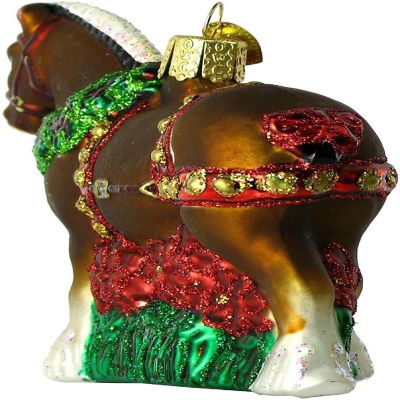 Old World Christmas Holiday Clydesdale Glass Blown Ornament Image 2