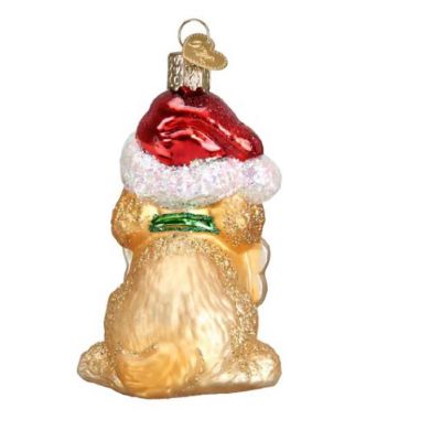 Old World Christmas Jolly Pup with Santa Hat Glass Ornament FREE BOX 3.75 Inch Image 2