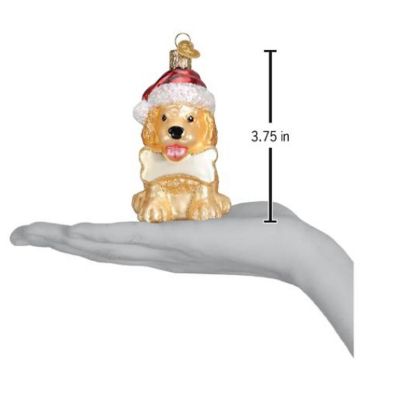 Old World Christmas Jolly Pup with Santa Hat Glass Ornament FREE BOX 3.75 Inch Image 3