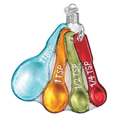 Old World Christmas Measuring Spoons Glass Tree Ornament 32346 FREE BOX Cooking Image 1