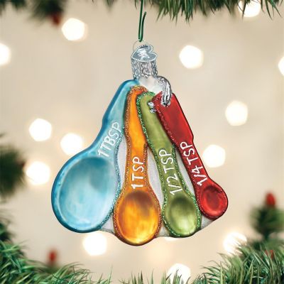 Old World Christmas Measuring Spoons Glass Tree Ornament 32346 FREE BOX Cooking Image 3