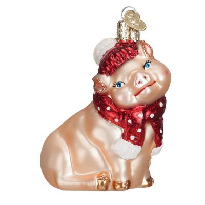 Old World Christmas Ornament - Snowy Pig Image 1