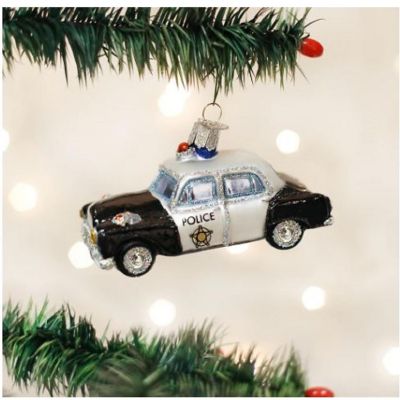 Old World Christmas Police Car Glass Ornament FREE BOX 46044 Image 2