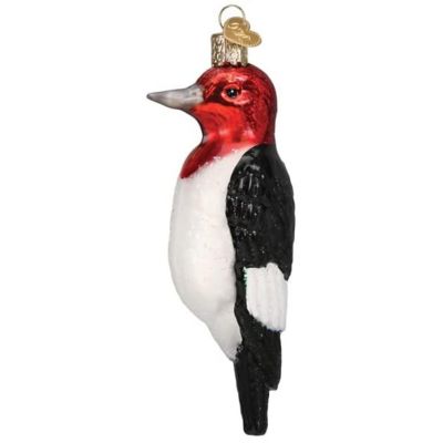 Old World Christmas Red-Headed Woodpecker Glass Blown Ornament Christmas Tree Image 1