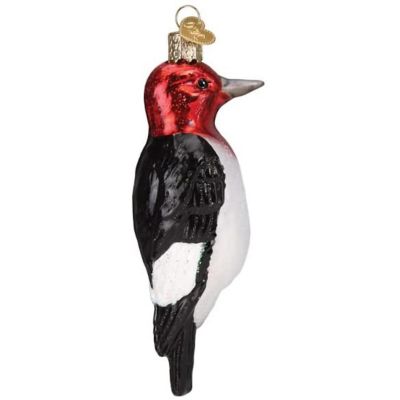 Old World Christmas Red-Headed Woodpecker Glass Blown Ornament Christmas Tree Image 2