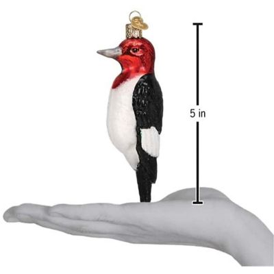 Old World Christmas Red-Headed Woodpecker Glass Blown Ornament Christmas Tree Image 3