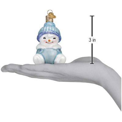Old World Christmas Snow Baby BOY Ornament, Cheerful White Image 3