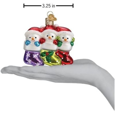 Old World Christmas Snow Family of 3 Glass Blown Ornament for Christmas Tree Image 3