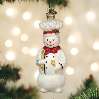 Old World Christmas Snowman Chef Glass Ornament Image 3