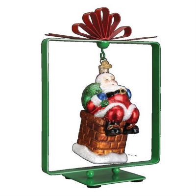 Old World Christmas Square Gift Shaped Ornament Stand Display- Metal- Green- 8 Image 1