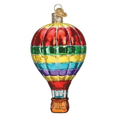 Old World Christmas Vibrant Hot Air Balloon Glass Ornament FREE BOX 36295 Image 2