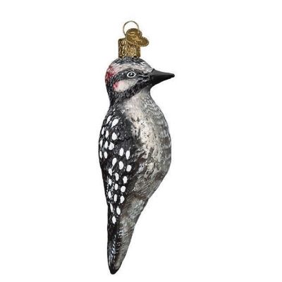 Old World Christmas Vintage Hairy Woodpecker Glass Ornament FREE BOX 51004 New Image 1