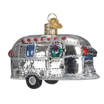 Old World Christmas Vintage Travel Trailer Glass Ornament 46053 FREE BOX New Image 1