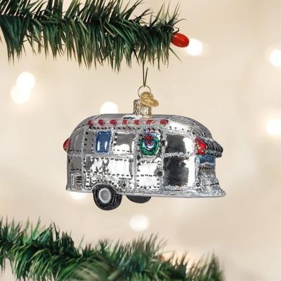 Old World Christmas Vintage Travel Trailer Glass Ornament 46053 FREE BOX New Image 3