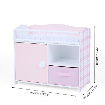 Olivia's Little World - Aurora Princess Pink Plaid Baby Doll Bed with Accessories - Pink Image 3