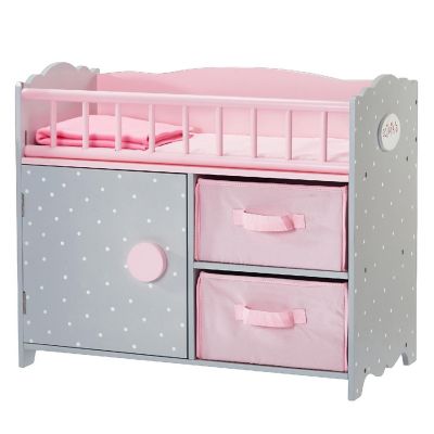 Olivia's Little World - Polka Dots Princess Baby Doll Crib with Cabinet and Cubby Image 1