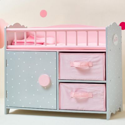 Olivia's Little World - Polka Dots Princess Baby Doll Crib with Cabinet and Cubby Image 1