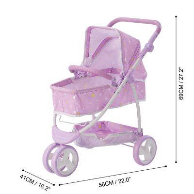 Olivia's Little World - Twinkle Stars Princess 2-in-1 Baby Doll Stroller - Purple Image 3