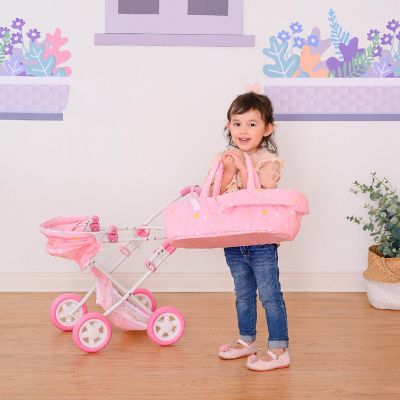 Olivia's Little World - Twinkle Stars Princess Baby Doll Deluxe Strollers - Pink & White Image 1