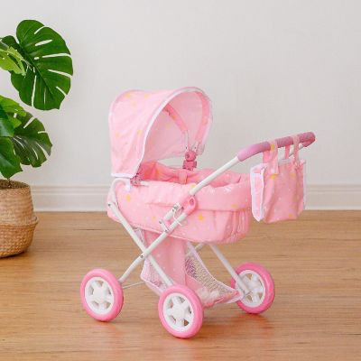 Olivia's Little World - Twinkle Stars Princess Baby Doll Deluxe Strollers - Pink & White Image 2