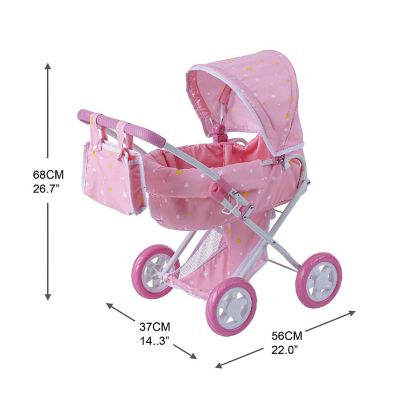 Olivia's Little World - Twinkle Stars Princess Baby Doll Deluxe Strollers - Pink & White Image 3