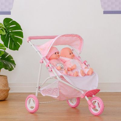 Olivia's Little World - Twinkle Stars Princess Baby Doll Twin Strollers - Pink Image 2