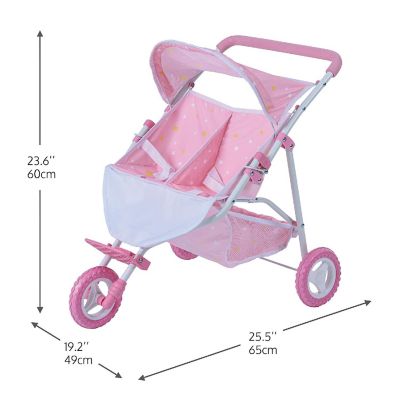 Olivia's Little World - Twinkle Stars Princess Baby Doll Twin Strollers - Pink Image 3