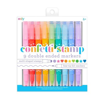 OOLY Confetti Stamp Double-Ended Markers - Set of 9 Image 1
