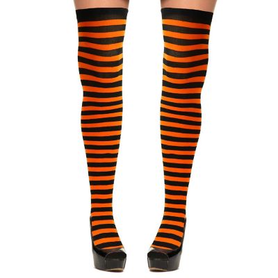 Orange and Black Socks - Over The Knee Orange and Black Costume Accessories Stockings for Men, Women and Kids Image 1