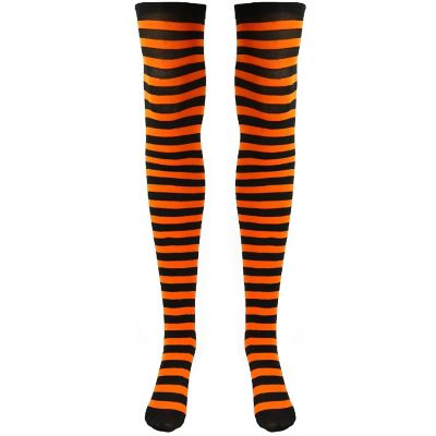 Orange and Black Socks - Over The Knee Orange and Black Costume Accessories Stockings for Men, Women and Kids Image 2