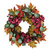 Orange and Burgundy Fall Harvest Artificial Floral and Pinecone Wreath  22-Inch Image 1