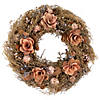 Orange and Coral Pink Twig and Floral Autumn Harvest Wreath  13.75-Inch  Unlit Image 1