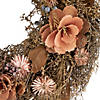 Orange and Coral Pink Twig and Floral Autumn Harvest Wreath  13.75-Inch  Unlit Image 1