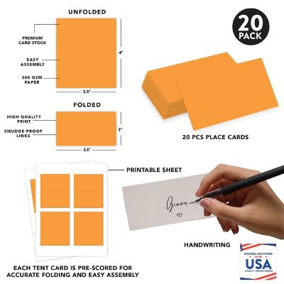 Orange Table Tent Place Cards 20-Pack Image 1