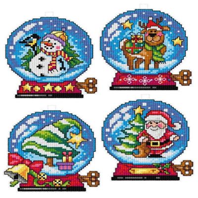 Orchidea Counted cross stitch kit with plastic canvas Christmas balls set of 4 designs 7669 Image 1