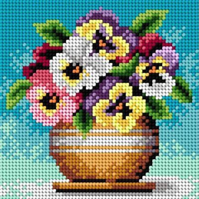 Orchidea Needlepoint canvas for halfstitch without yarn Bouquet of Pansies Image 1