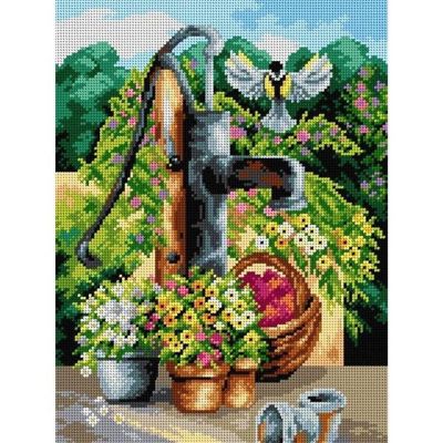 Orchidea Needlepoint canvas for halfstitch without yarn Waterpump in Flowers Image 1