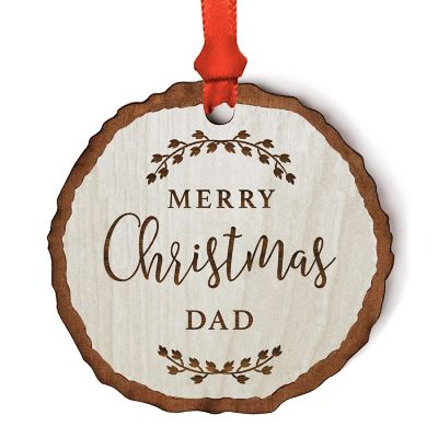 Ornament Engraved Wood Slab Merry Dad Image 1