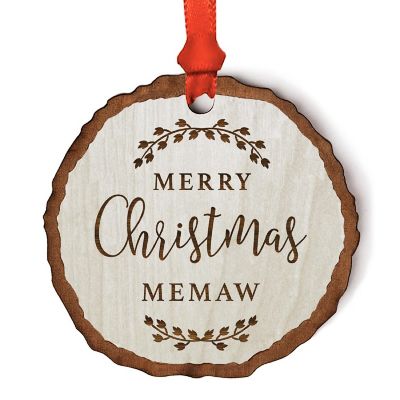Ornament Engraved Wood Slab Merry Memaw Image 1