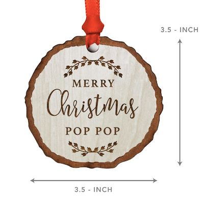 Ornament Engraved Wood Slab Mrry Pop Pop Image 2
