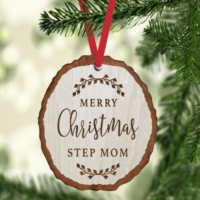 Ornament Engraved Wood Slab Step Mom Image 1