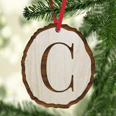 Ornament Letter C Wood Slab Image 1